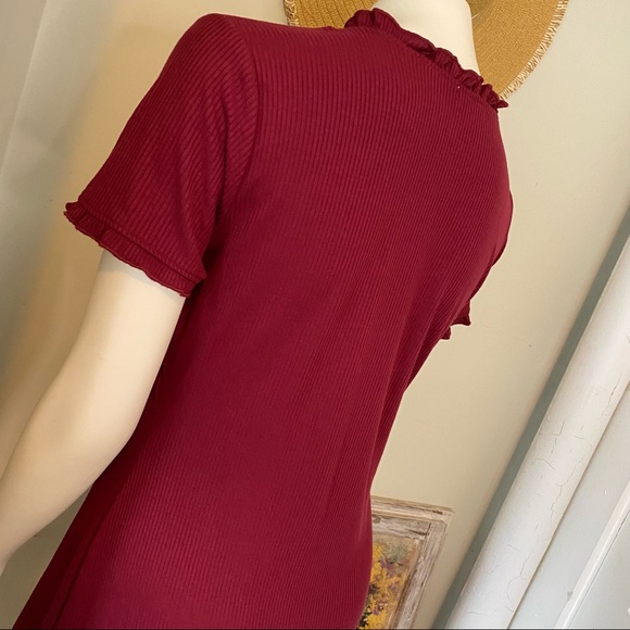 Society & Stitch Red Button Down Ribbed Knit Dress - Picture 9 of 13